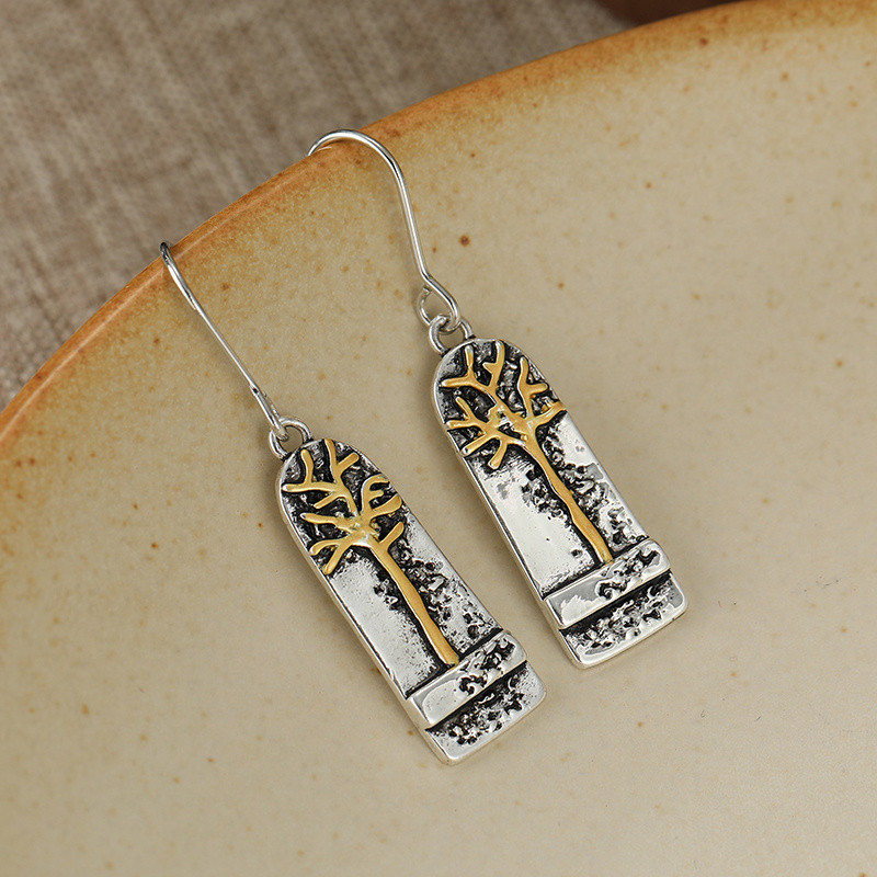 Vintage Bohemian Tree-Patterned Pendant Earrings